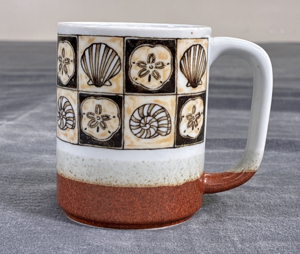 OTAGIRI Seashore Seashell Stoneware Mugs Japan Coastal Beach EUC Vintage Chrty